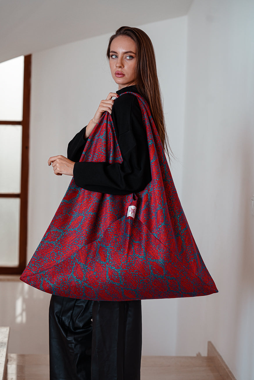 XXL Shopper Bleu rouge serpent