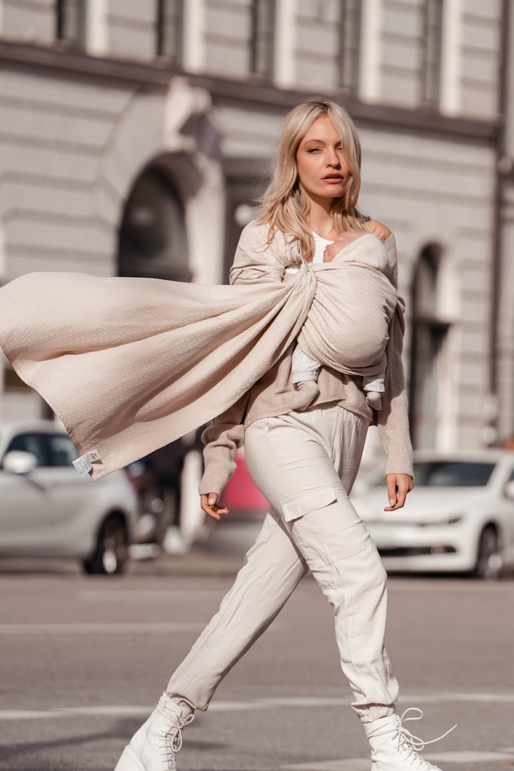 Écharpe de portage anneaux Crème Heart2Heart - KOKADI